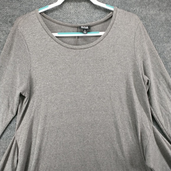 a.n.a Women's Front Tie A-Line Dress Gray Large 3/4 Sleeve Heather Crew Neck - Picture 7 of 14